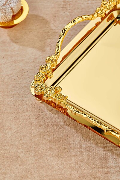 Turkco Rose Series Metal Presentation Promise Engagement Tray, Gold Tray Gold Accessory