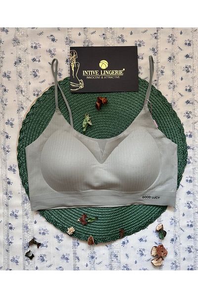 İntive Lingerie Valentina Ribbed Thin Straps Lightly Supported Seamless Laser Cut Bralet/Bra/Bustier