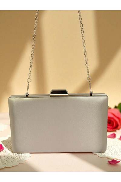 Biçanta Skin Nude Satin Color Gold Detailed Evening Dress Bag Evening Bag Engagement Wedding Bag