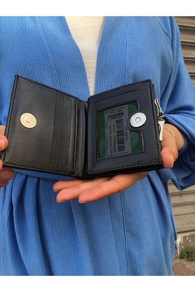 H&D COLLECTİON Very Stylish Lock Detailed Small Size Wallet with Coin Compartment 8056