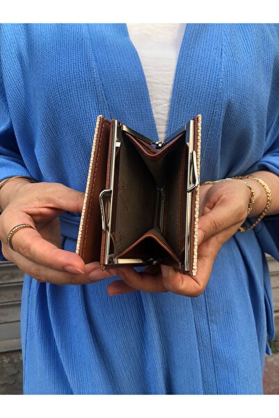 H&D COLLECTİON Very Stylish Lock Detailed Small Size Wallet with Coin Compartment 8056