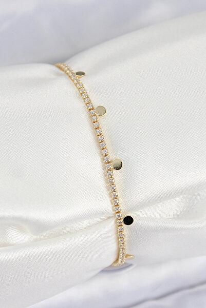 Skygo Brass Zircon Stone Crushed Chain Row Model Gold Color Women's Bracelet ...