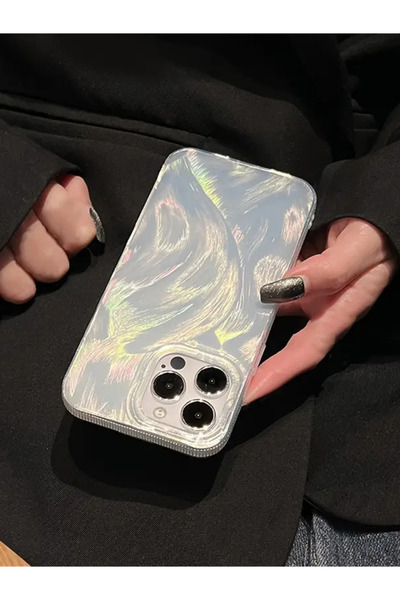 KVK PRİVACY Apple iPhone 13 Pro Uyumlu Tüylü Hologramlı Kılıf Darbeye Karşı Dayanıklı Kapak