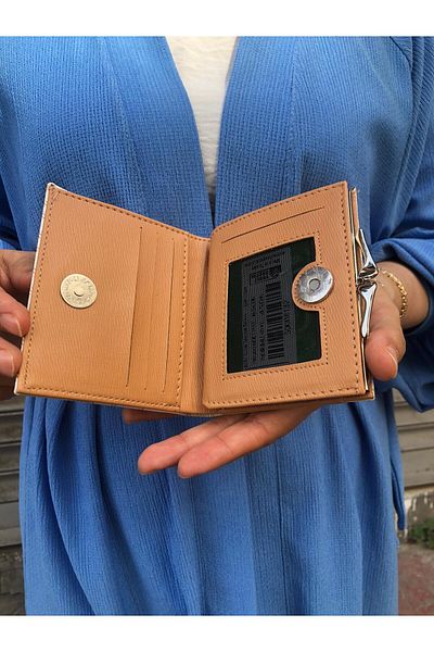 H&D COLLECTİON Very Stylish Lock Detailed Small Size Wallet with Coin Compartment 8056