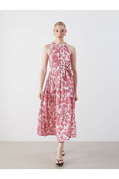 LC Waikiki Lcw Vision Pink Halter Neck Floral Dress