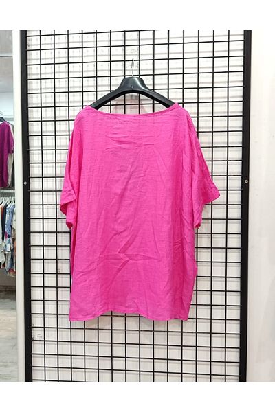 Butik Şans Button Detailed Crew Neck Pushing Linen Blouse