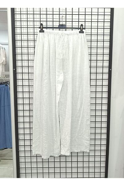 Butik Şans Wide Leg Italian Cotton Trousers with Pocket Detail