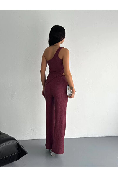 hibiscus Asymmetrical Crop Pantalon Double Set - Dusty Rose