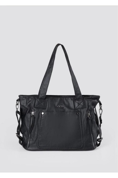 Ovebu Lonti black leather shoulder bag
