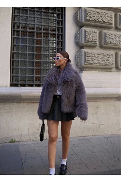 hibiscus Shabby Beard Soft Textured Collar Pocket Faux Fur - Smoked