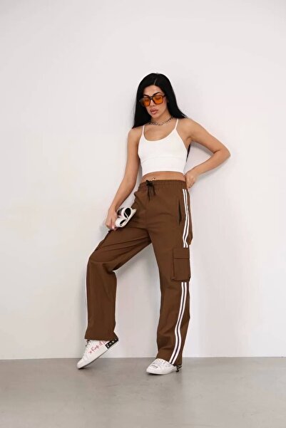 hibiscus Prashut Fabric Cargo Pocket Baggy Tracksuit - Brown