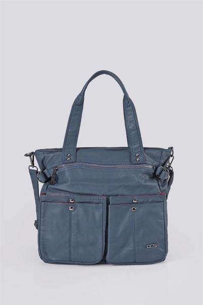 KAZAX Opey Blue Skin Shoulder Bag