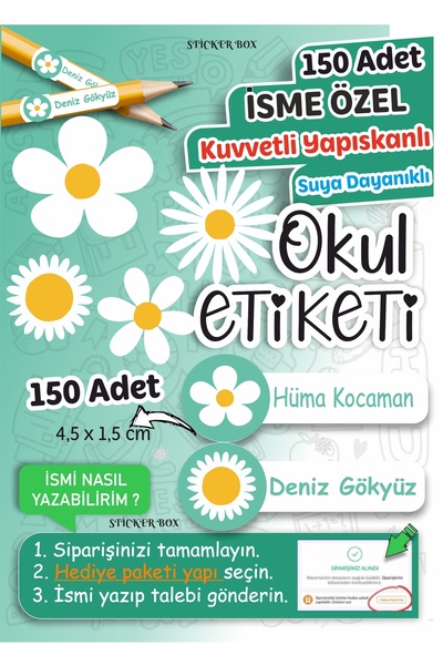 Think And Print Okul Etiketi Kalem Defter Etiketi Özel Isim Yazılabilen Etike...