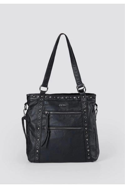 KAZAX Çetya black leather shoulder bag