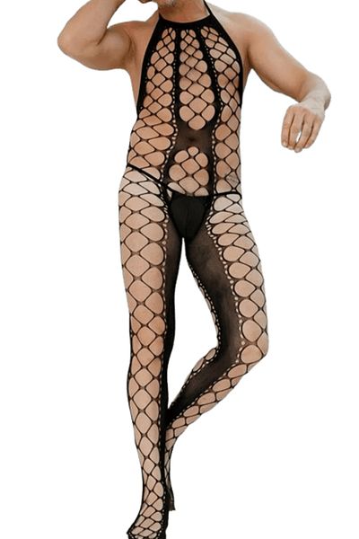 LOVENTA Lenjerie intimă sexy pentru bărbați cu plasă mare, mărime universală