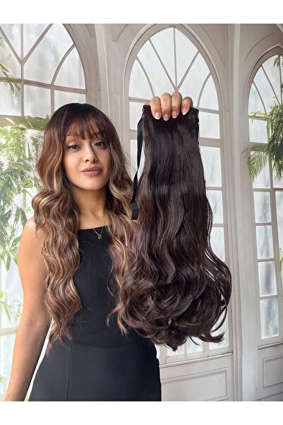 Suzan Peruk Bağcıklı At Kuyruğu Gerçek Saç Dokulu- Yandan dolamalı Takması ço...