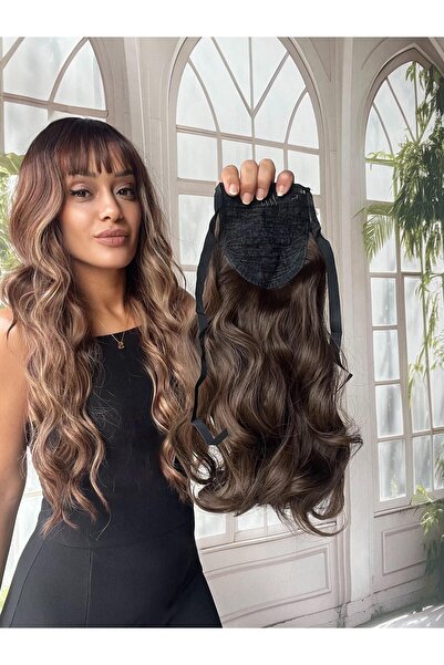 Suzan Peruk Bağcıklı At Kuyruğu Gerçek Saç Dokulu- Yandan dolamalı Takması ço...