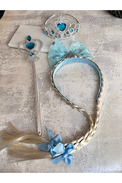 EMKSHOP Elsa Princess Crown and Wand Set Frozen Themed Heart Model Girl's Costume Accessory