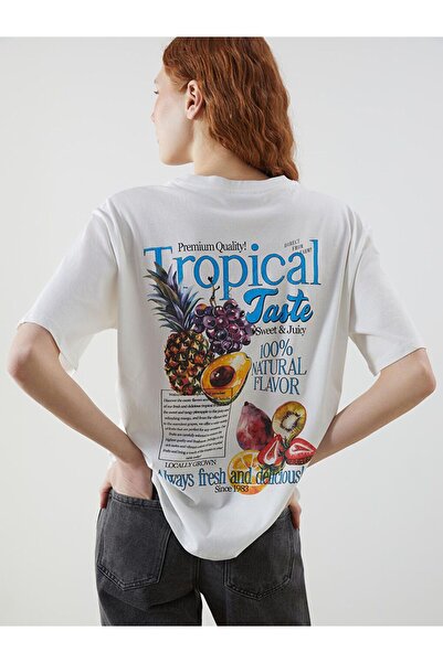 LC Waikiki Printed Oversize 100% Cotton Women's T-Shirt