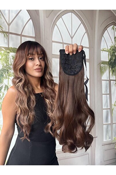 Suzan Peruk Bağcıklı At Kuyruğu Gerçek Saç Dokulu- Yandan dolamalı Takması ço...