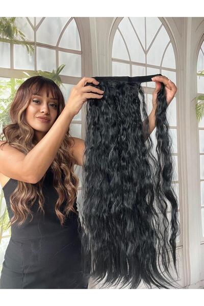 Suzan Peruk Bağcıklı At Kuyruğu Gerçek Saç Dokulu- Yandan dolamalı Takması ço...