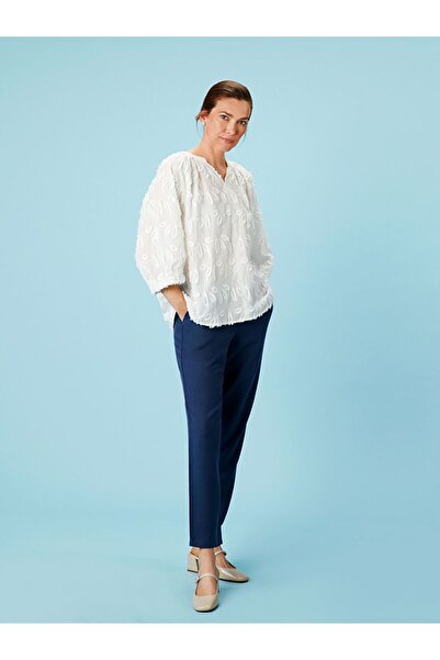 LC Waikiki Lcw Grace Indigo Elastic Waist Linen Blend Women's Trousers