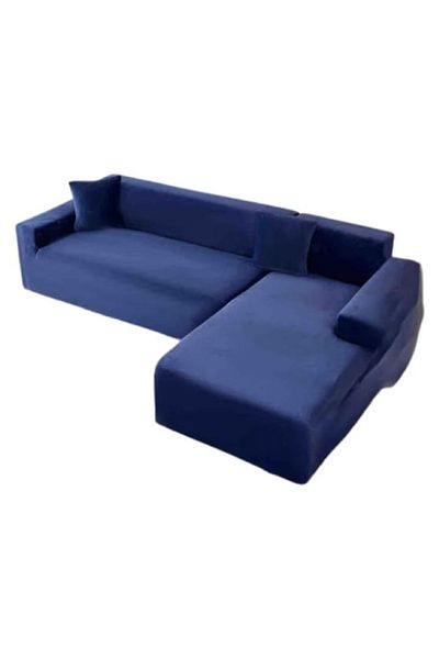 OEM Husă elastică pentru canapea, catifea, uni, L/M, 130X180cm/180x230cm, MS STAR, bleumarin
