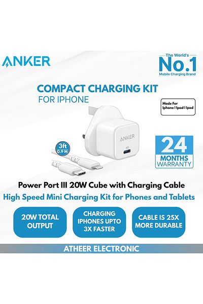 Anker PowerPort III 20W Cube with Cable