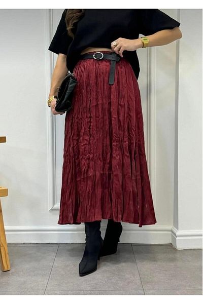MODAM HİFA Γυναικεία ζαρωμένη φούστα Flared Skirt Hijab Φούστα