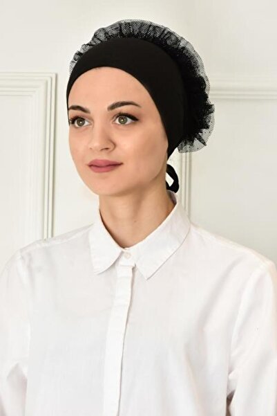 Genel Markalar Dikişli Fırfırlı Bone Siyah