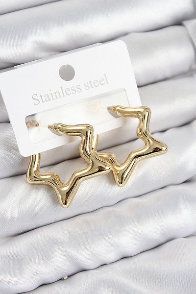 callerrons accessories أقراط نسائية من النحاس موديل ستار موديل ذهبي اللون - EBJ250802W37008