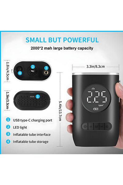 Spider CZK-3668 Portable Digital Air Compressor Pump with 150 PSI, LED Light, USB Rechargeable