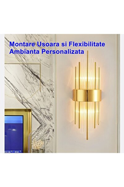 Flippy Wall Light, Flippy, for Indoor Use, Stainless Steel and Glass, 40 x 16 cm, LED, Gold