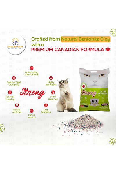 Strong 10L Apple Clumping Cat Litter, Odor Control, Canadian Bentonite, Dust-Free, Multi-Cat