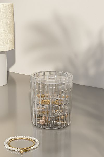 Pufwin Home 12 Compartments 3-Layer Transparent Jewelry Storage Box Anka Series
