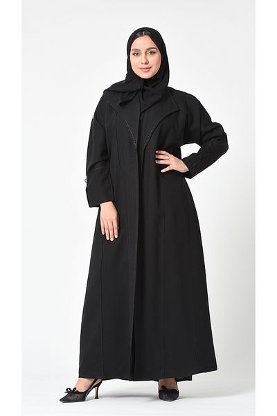 outline Black blazer abaya with a formal collar