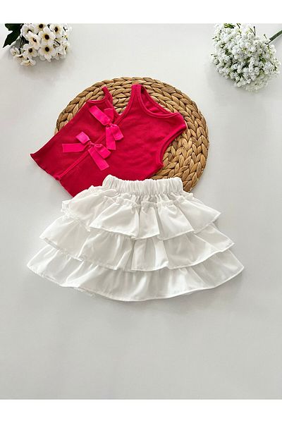 TREND NATURAL Baby Girl Layered Ruffle Skirt Colorful Badies Pink Yellow Red Fuchsia