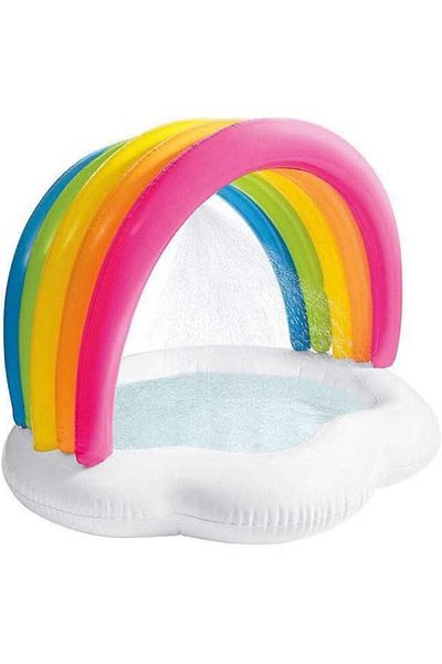 BESTWAY Inflatable Children’s Pool – Round Rainbow Design with Water Spray (142×119×84 cm)