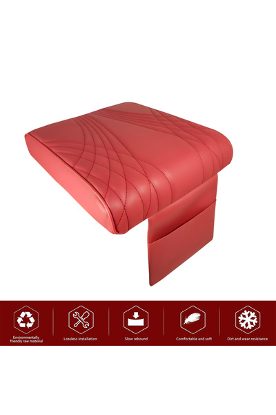 3XR Universal Maroon Leather Car Armrest Cushion Cover with Pocket Soft, Durable & Waterproof – 5412