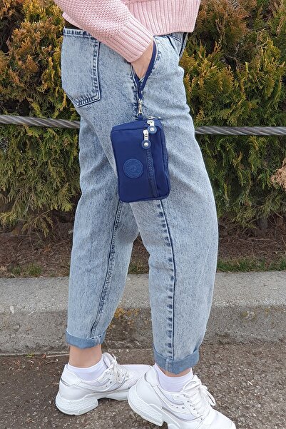 FCSTORE Portofel albastru pentru femei, impermeabil, cu 3 compartimente, cu fermoar frontal