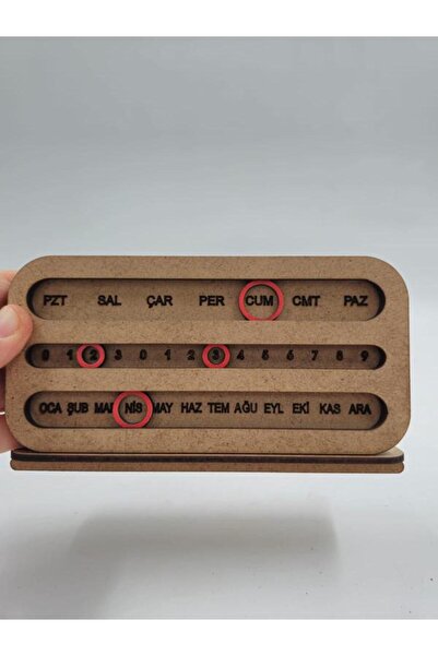 Genel Markalar Masa Üstü Ahşap Perpetual Sonsuz Takvim Ham Mdf (Boyanabilir) 12 Cm X 9 Cm