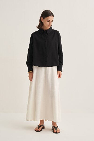 EBU Prive Women's Organic Cotton Oversize Short Shirt Black