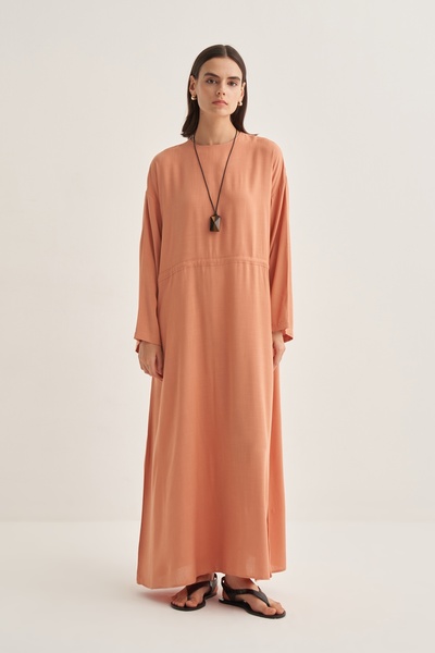 EBU Prive Γυναικείο φόρεμα με κορδόνια σομόν