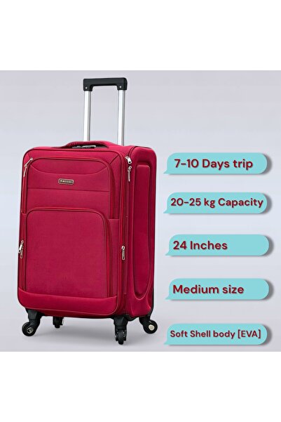 ZAAPPY Soft Material 20 Inch(7-10kg) & 24 Inch(20-25kg) Luggage - Stylish Backpack Combo Red