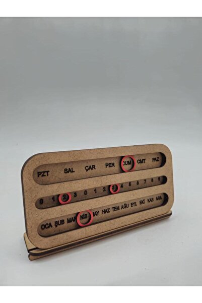 Genel Markalar Masa Üstü Ahşap Perpetual Sonsuz Takvim Ham Mdf (Boyanabilir) 12 Cm X 9 Cm