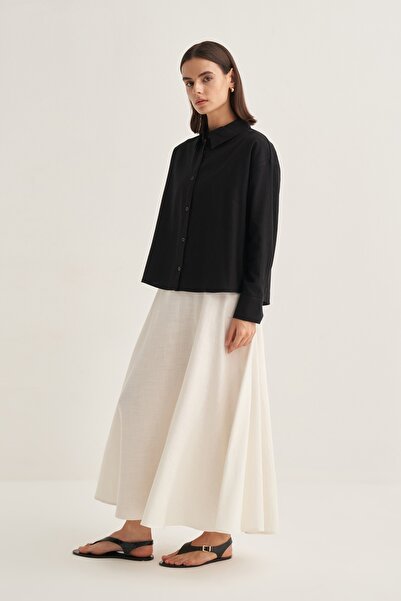 EBU Prive Women's Organic Cotton Oversize Short Shirt Black