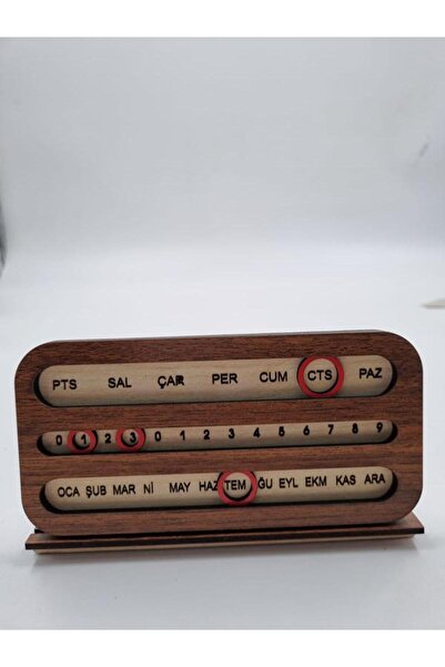 Genel Markalar Masa Üstü Ahşap Perpetual Sonsuz Takvim 12 Cm X 9 Cm