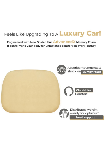 Spider Plus MPC-001 Memory Foam Headrest Pad Universal Fit, Adjustable Strap Beige