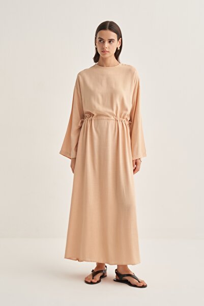 EBU Prive Γυναικείο φόρεμα με κορδόνια σε πούδρα