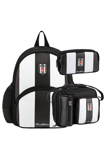 Beşiktaş Geanta pentru gradinita din piele artificiala cu 2 compartimente + cutie de pranz + suport pentru stilou